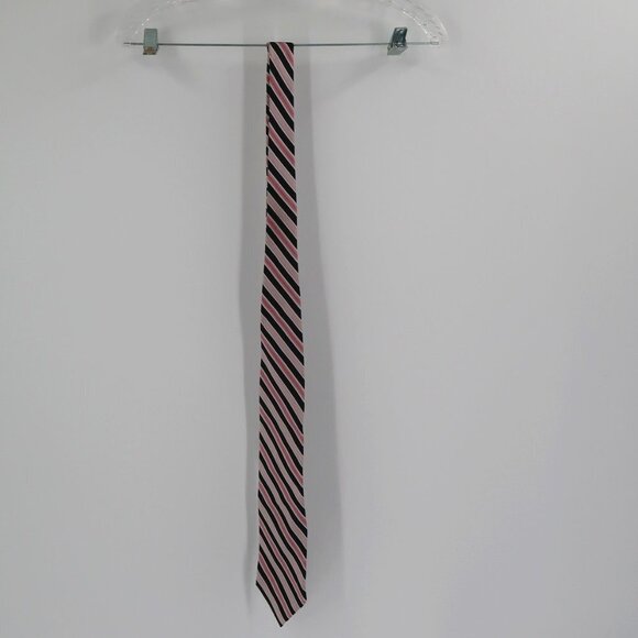 Campia Moda Men's Pink Blue Striped Tie 100% Silk - Picture 1 of 8